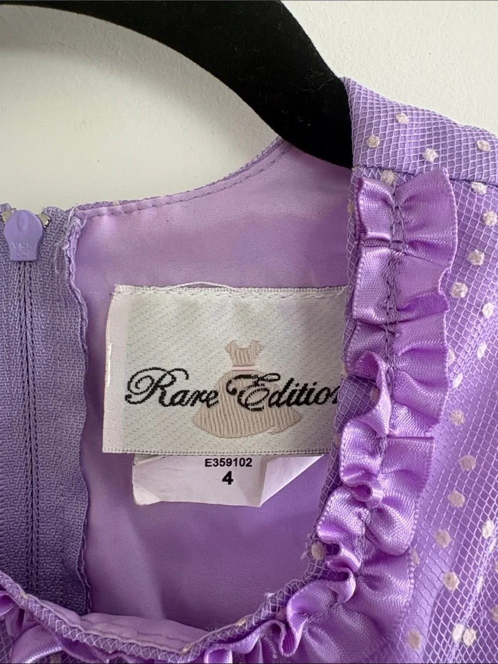 Rare Editions Lilac Ruffle Polka Dot Party Dress
